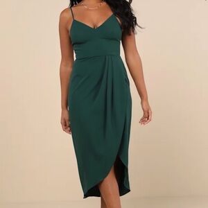 Lulu's Reinette Dark Green Midi Dress
